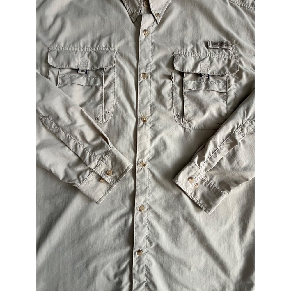 Columbia PFG Bahama II Long Sleeve Fishing Shirt Tan Sz XL- EUC- FM7048 - Picture 4 of 14
